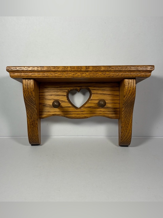 Other - Wooden Wall Shelf with Heart Cutout - Solid Honey Oak